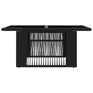 Τραπέζι Κήπου Μαύρο 100 x 55 x 37 cm PE Rattan και Γυαλί - Pakobazaar