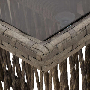 Τραπέζι Κήπου Γκρι 100 x 55 x 37 cm PE Rattan και Γυαλί - Pakobazaar