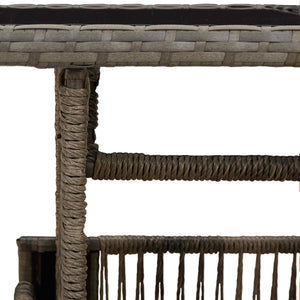 Τραπέζι Κήπου Γκρι 100 x 55 x 37 cm PE Rattan και Γυαλί - Pakobazaar