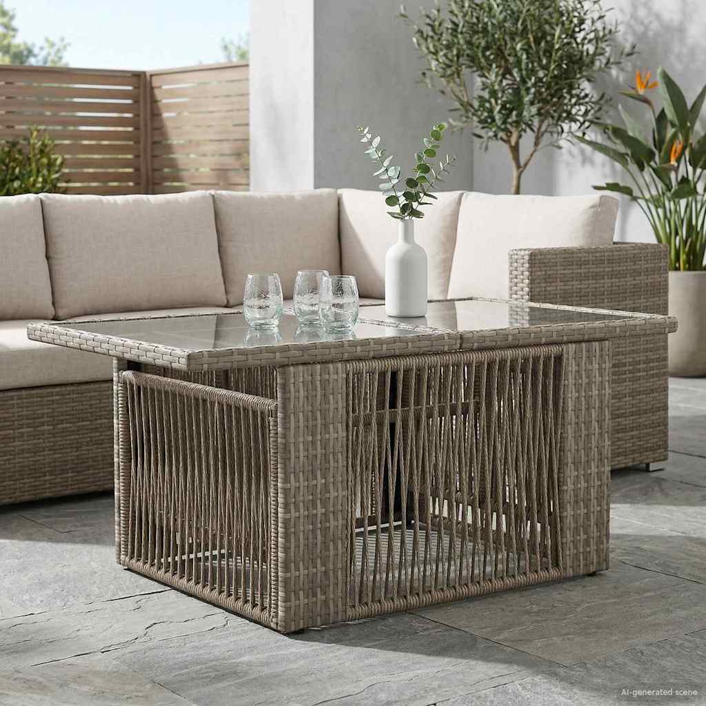 Τραπέζι Κήπου Γκρι 100 x 55 x 37 cm PE Rattan και Γυαλί - Pakobazaar