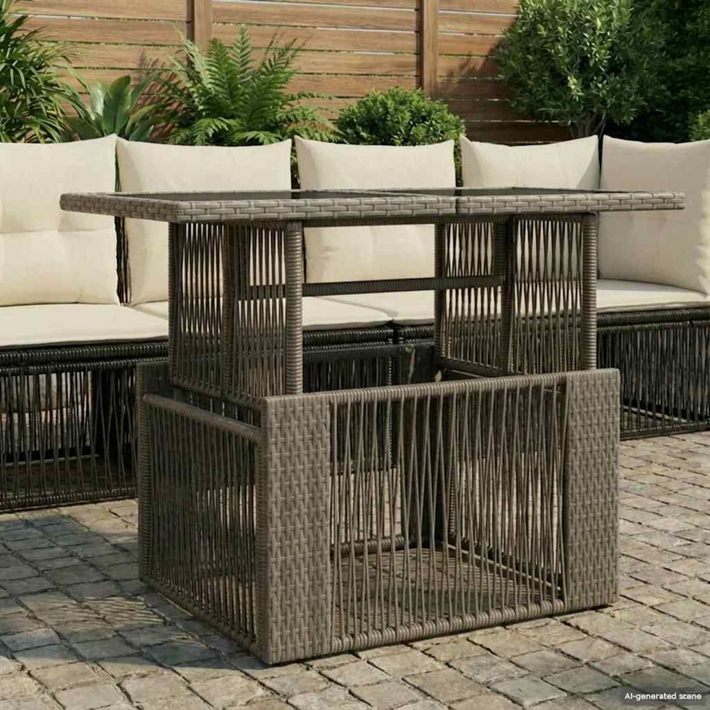 Τραπέζι Κήπου Γκρι 100 x 55 x 37 cm PE Rattan και Γυαλί - Pakobazaar