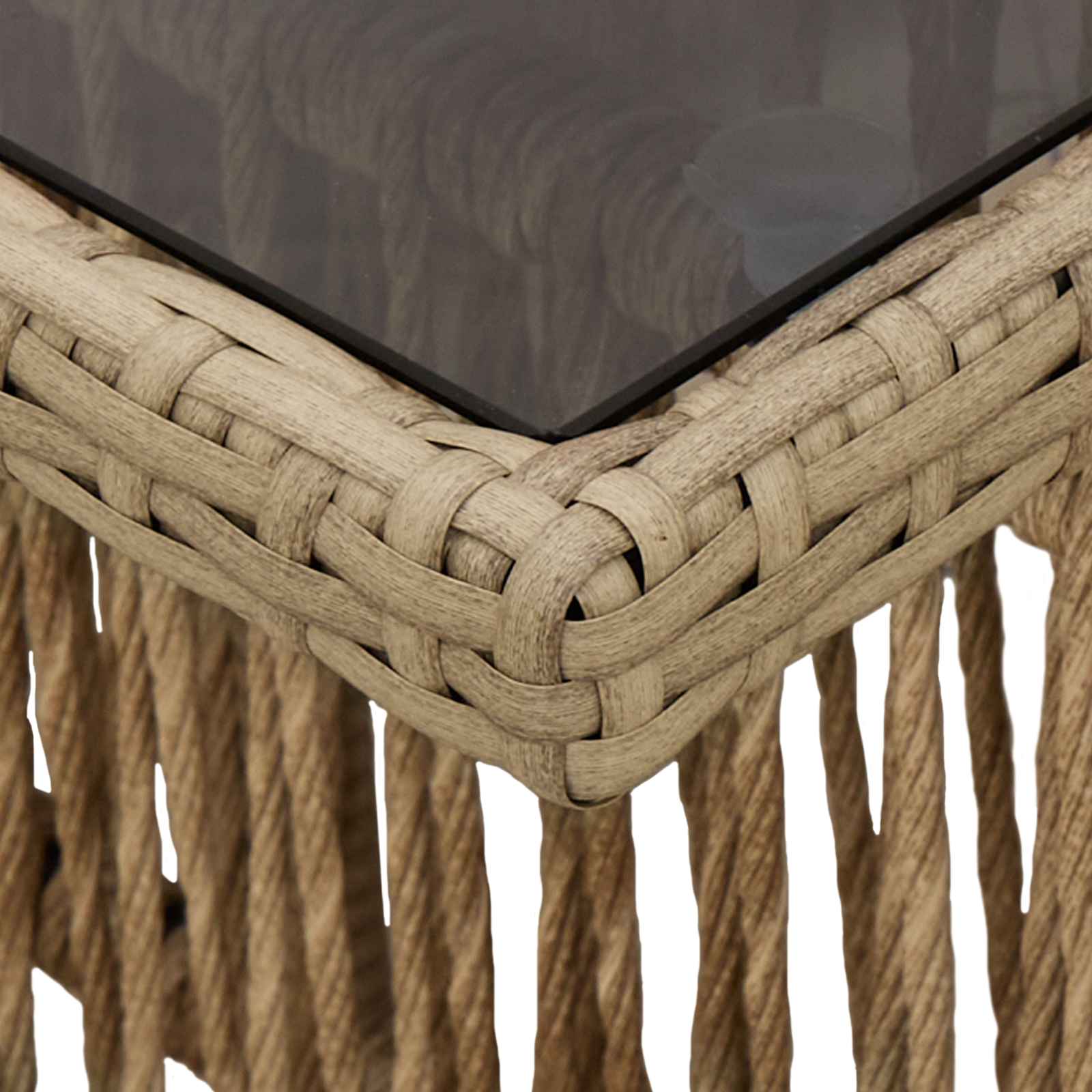 Τραπέζι Κήπου Μπεζ 100 x 55 x 37 cm PE Rattan και Γυαλί - Pakobazaar