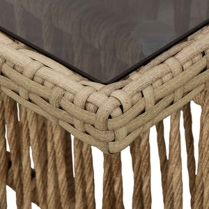 Τραπέζι Κήπου Μπεζ 100 x 55 x 37 cm PE Rattan και Γυαλί - Pakobazaar
