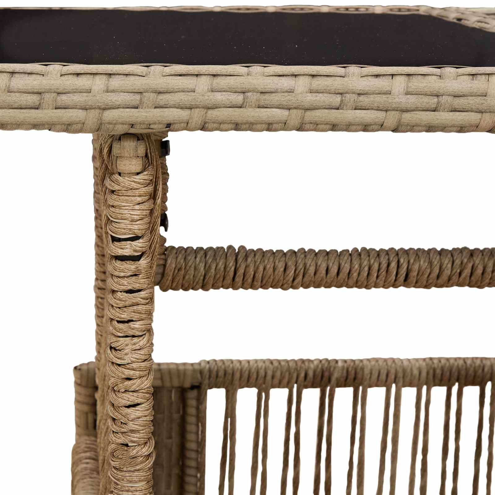 Τραπέζι Κήπου Μπεζ 100 x 55 x 37 cm PE Rattan και Γυαλί - Pakobazaar