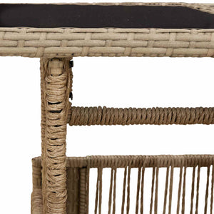 Τραπέζι Κήπου Μπεζ 100 x 55 x 37 cm PE Rattan και Γυαλί - Pakobazaar
