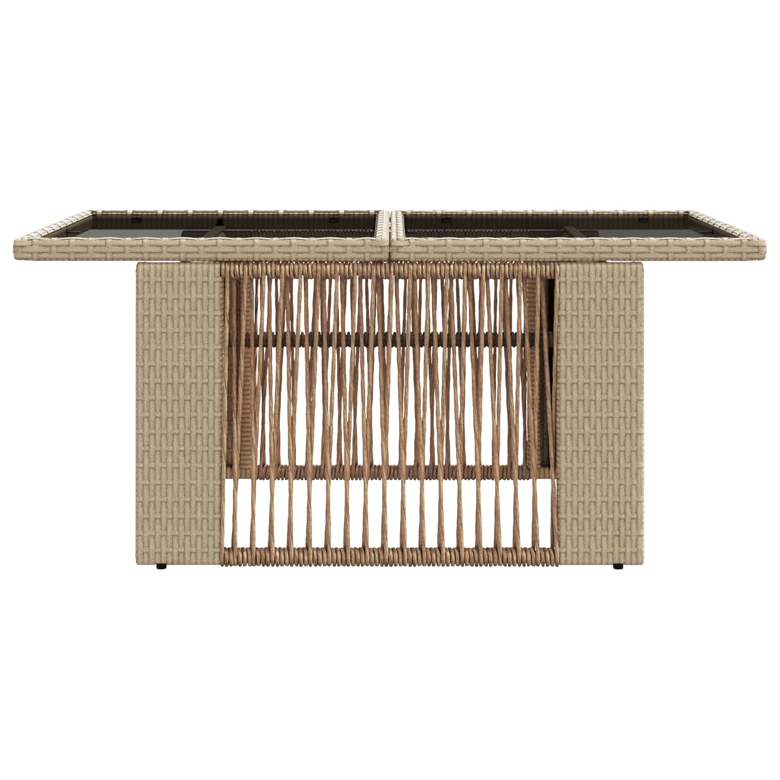 Τραπέζι Κήπου Μπεζ 100 x 55 x 37 cm PE Rattan και Γυαλί - Pakobazaar