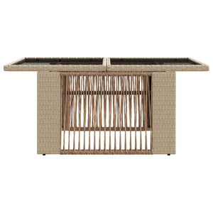 Τραπέζι Κήπου Μπεζ 100 x 55 x 37 cm PE Rattan και Γυαλί - Pakobazaar