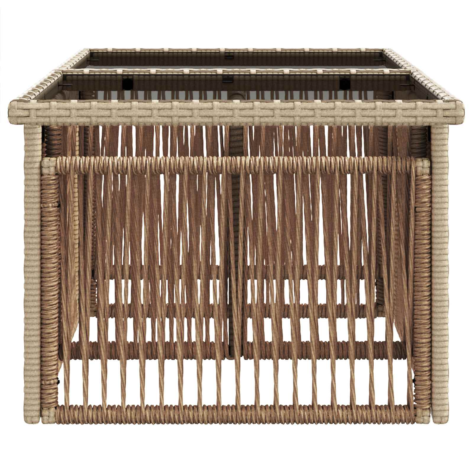 Τραπέζι Κήπου Μπεζ 100 x 55 x 37 cm PE Rattan και Γυαλί - Pakobazaar