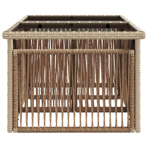 Τραπέζι Κήπου Μπεζ 100 x 55 x 37 cm PE Rattan και Γυαλί - Pakobazaar