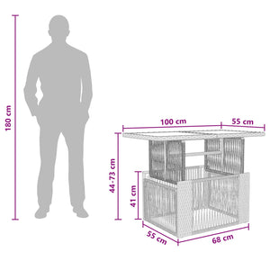 Τραπέζι Κήπου Μπεζ 100 x 55 x 37 cm PE Rattan και Γυαλί - Pakobazaar