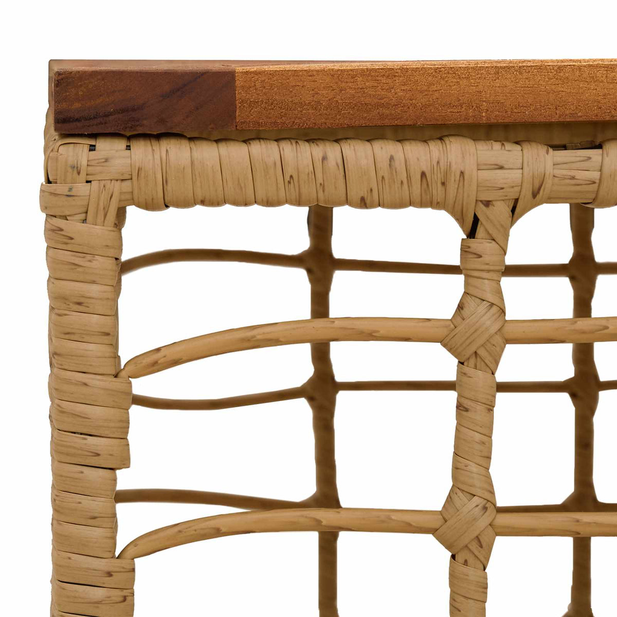 Τραπέζι Κήπου Φυσικό 55 x 55 x 37 εκ PE Rattan και Γυαλί - Pakobazaar