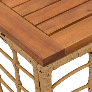 Τραπέζι Κήπου Φυσικό 55 x 55 x 37 εκ PE Rattan και Γυαλί - Pakobazaar