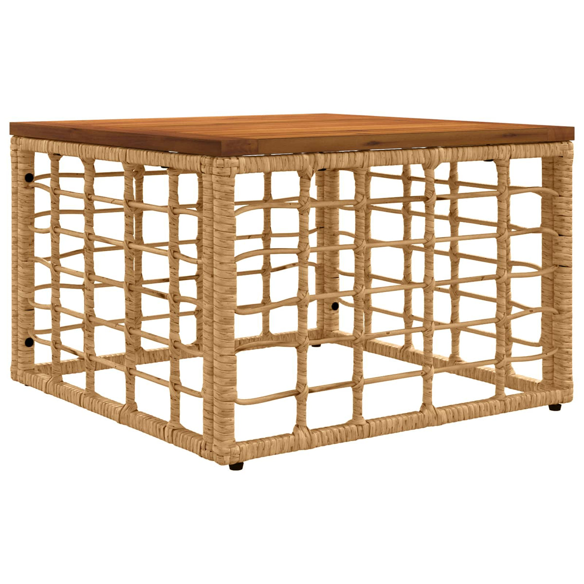 Τραπέζι Κήπου Φυσικό 55 x 55 x 37 εκ PE Rattan και Γυαλί - Pakobazaar