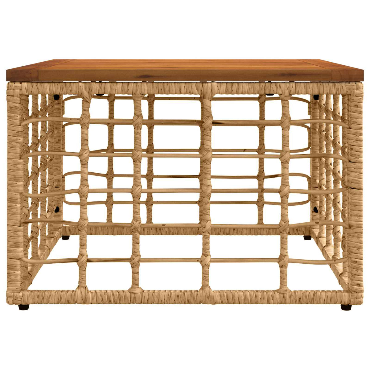 Τραπέζι Κήπου Φυσικό 55 x 55 x 37 εκ PE Rattan και Γυαλί - Pakobazaar