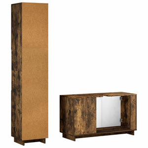 Σετ Ντουλαπιών Μπάνιου 2 τμχ. Καπνισμένο Ξύλο Δρυός
