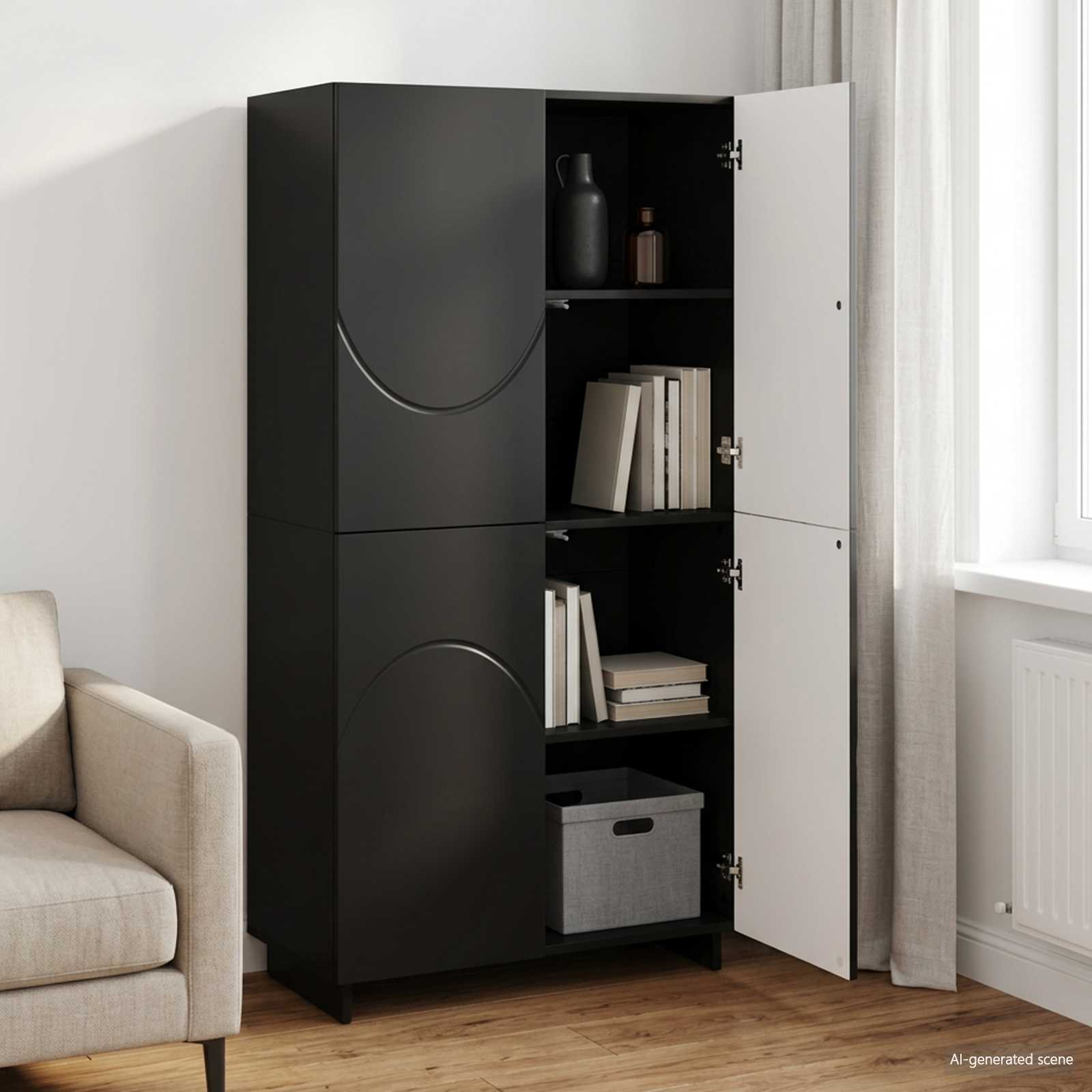 Ψηλός μπουφές Μαύρο 79 x 41 x 151 cm Επεξεργασμένο Ξύλο