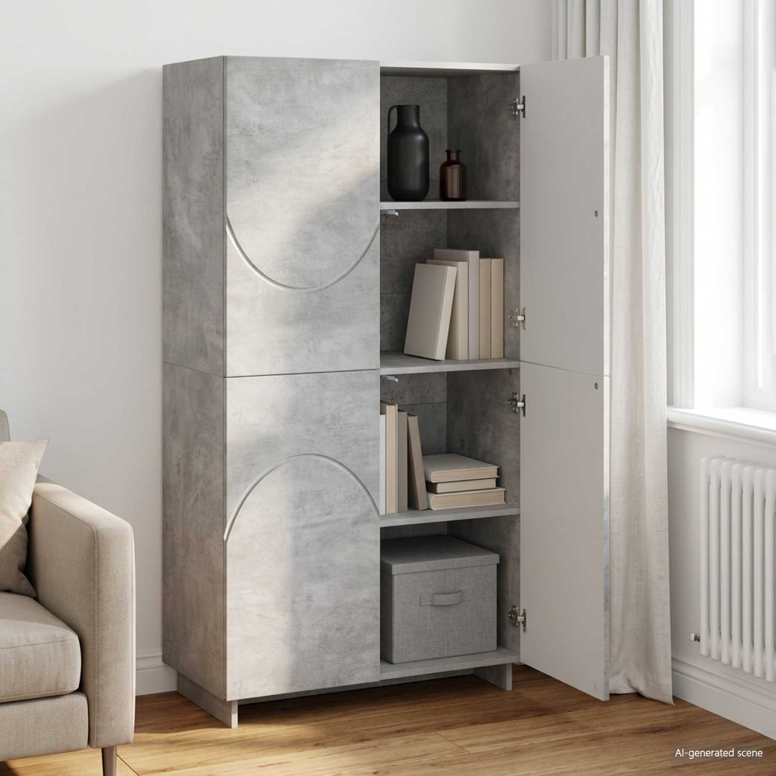 Ψηλός μπουφές Γκρι Σκυροδέματος 79 x 41 x 151 cm - Pakobazaar