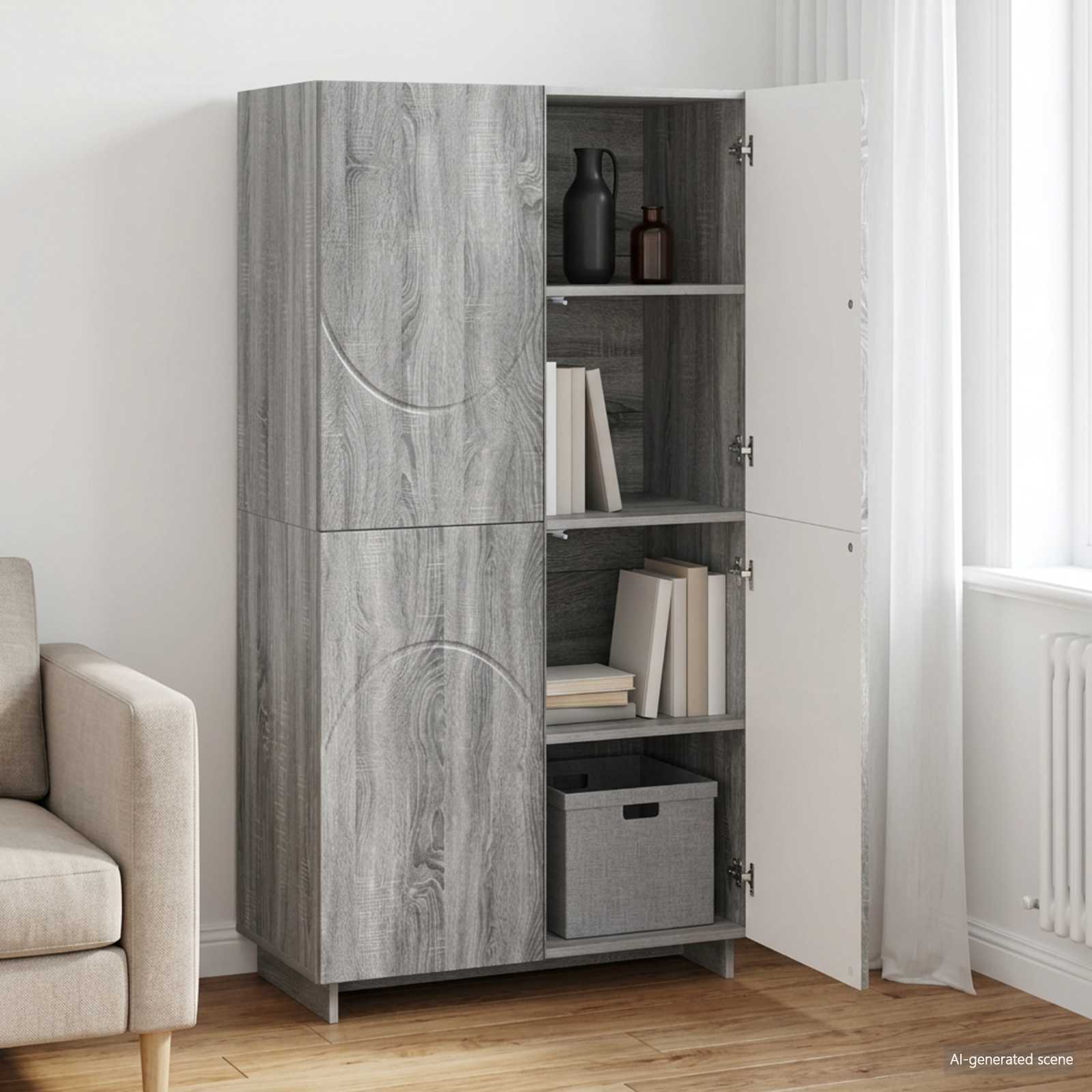 Ψηλός μπουφές Γκρι Sonoma 79 x 41 x 151 cm Επεξεργασμένο Ξύλο - Pakobazaar