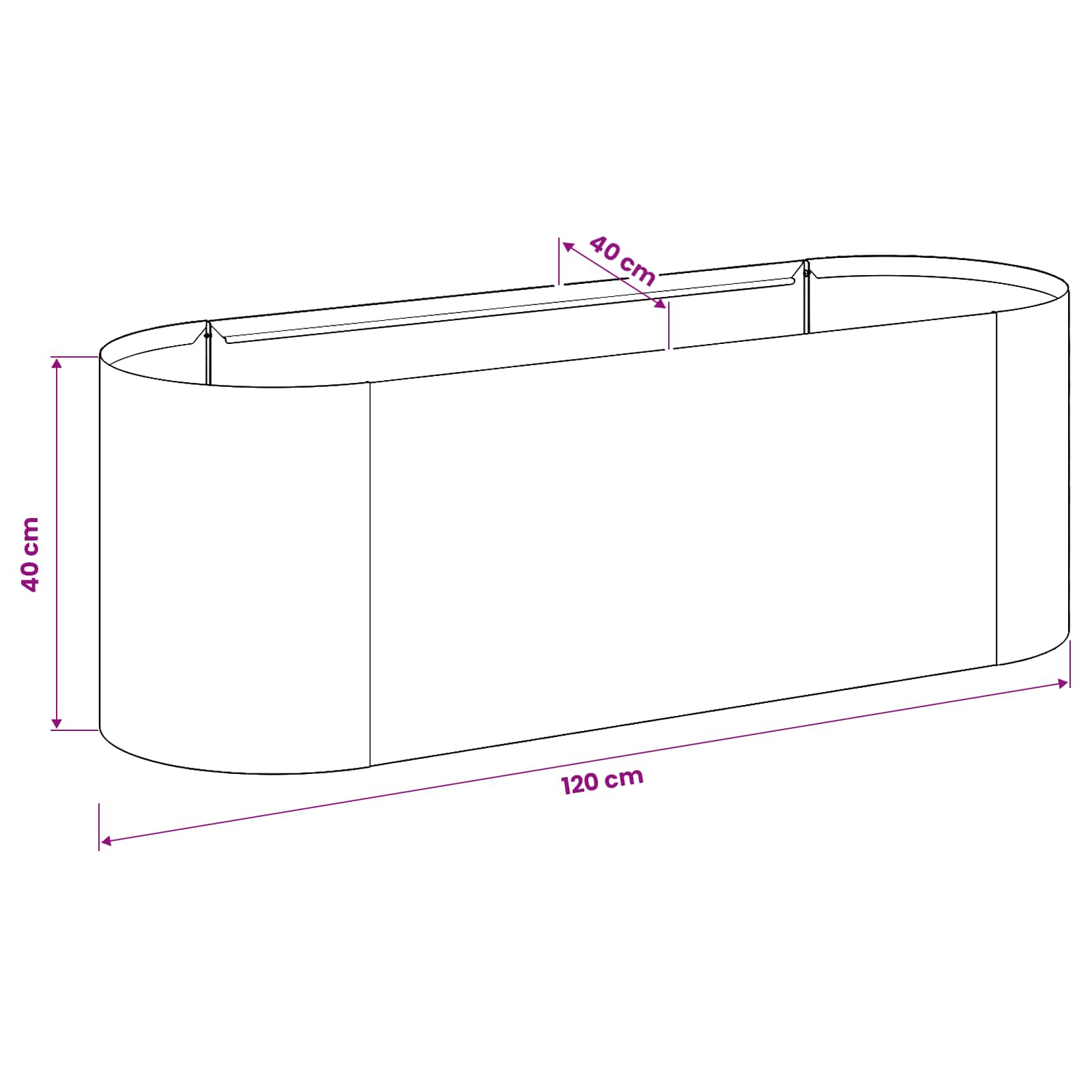 Υψωμένο Κρεβάτι Κήπου Μαύρο 120 x 40 x 40 cm Ατσάλι - Pakobazaar