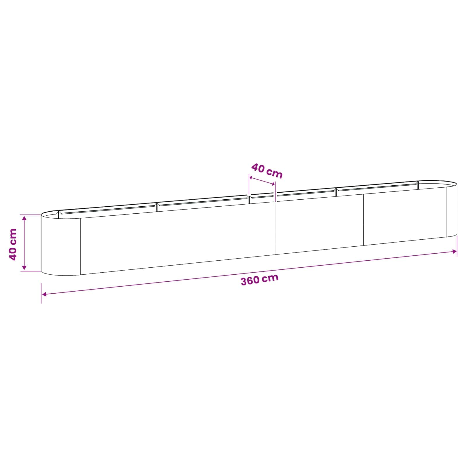 Υψωμένο Κρεβάτι Κήπου Ανθρακί 360 x 40 x 40 εκ - Pakobazaar