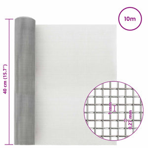 Πλέγμα Οθόνης 40 x 1000 εκ 20 Mesh Ανοξείδωτο Ατσάλι 201 Ασημί - Pakobazaar