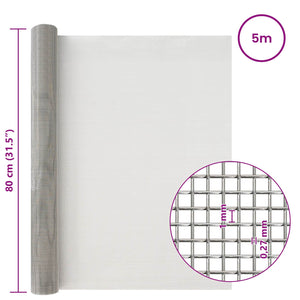 Πλέγμα Οθόνης 80 x 500 cm 20 Mesh Ανοξείδωτο Ατσάλι 201 Ασημί - Pakobazaar