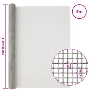 Πλέγμα Οθόνης 100 x 500 cm 20 Mesh Ανοξείδωτο Ατσάλι 201 Ασημί - Pakobazaar
