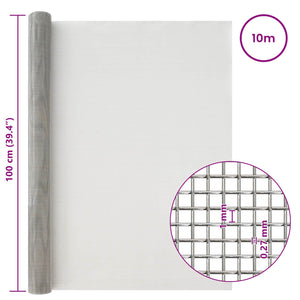 Πλέγμα Οθόνης 100 x 1000 cm 20 Mesh Ανοξείδωτο Ατσάλι 201 Ασημί - Pakobazaar