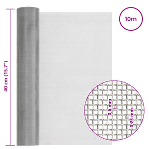 Πλέγμα Οθόνης 40 x 1000 εκ 30 Mesh Ανοξείδωτο Ατσάλι 201 Ασημί - Pakobazaar
