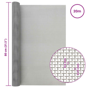 Πλέγμα Οθόνης 80 x 2000 cm 30 Mesh Ανοξείδωτο Ατσάλι 201 Ασημί - Pakobazaar