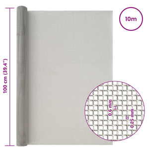 Πλέγμα Οθόνης 100 x 1000 cm 30 Mesh Ανοξείδωτο Ατσάλι 201 Ασημί - Pakobazaar
