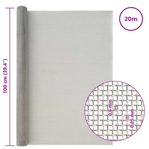 Πλέγμα Οθόνης 100 x 2000 cm 30 Mesh Ανοξείδωτο Ατσάλι 201 Ασημί - Pakobazaar