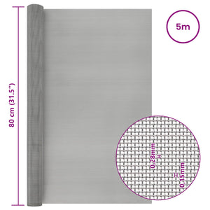 Πλέγμα Οθόνης 80 x 500 cm 60 Mesh Ανοξείδωτο Ατσάλι 201 Ασημί - Pakobazaar
