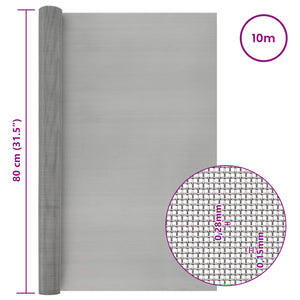 Πλέγμα Οθόνης 80 x 1000 cm 60 Mesh Ανοξείδωτο Ατσάλι 201 Ασημί - Pakobazaar