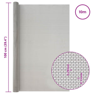 Πλέγμα Οθόνης 100 x 1000 cm 60 Mesh Ανοξείδωτο Ατσάλι 201 Ασημί - Pakobazaar