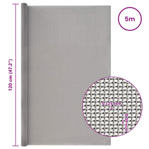 Πλέγμα Οθόνης 120 x 500 cm 120 Mesh Ανοξείδωτο Ατσάλι 201 Ασημί - Pakobazaar