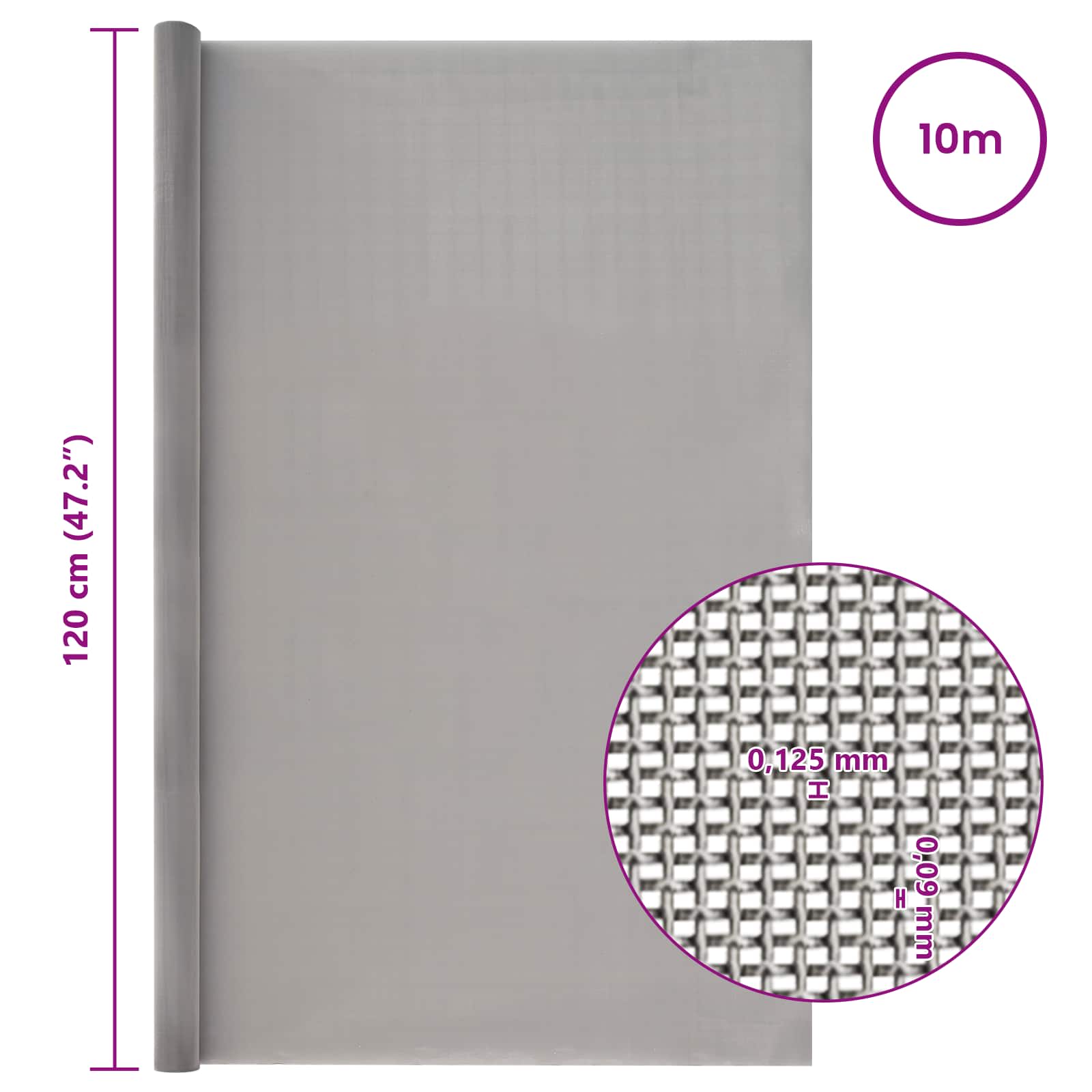 Πλέγμα Οθόνης 120 x 1000 cm 120 Mesh Ανοξείδωτο Ατσάλι 201
