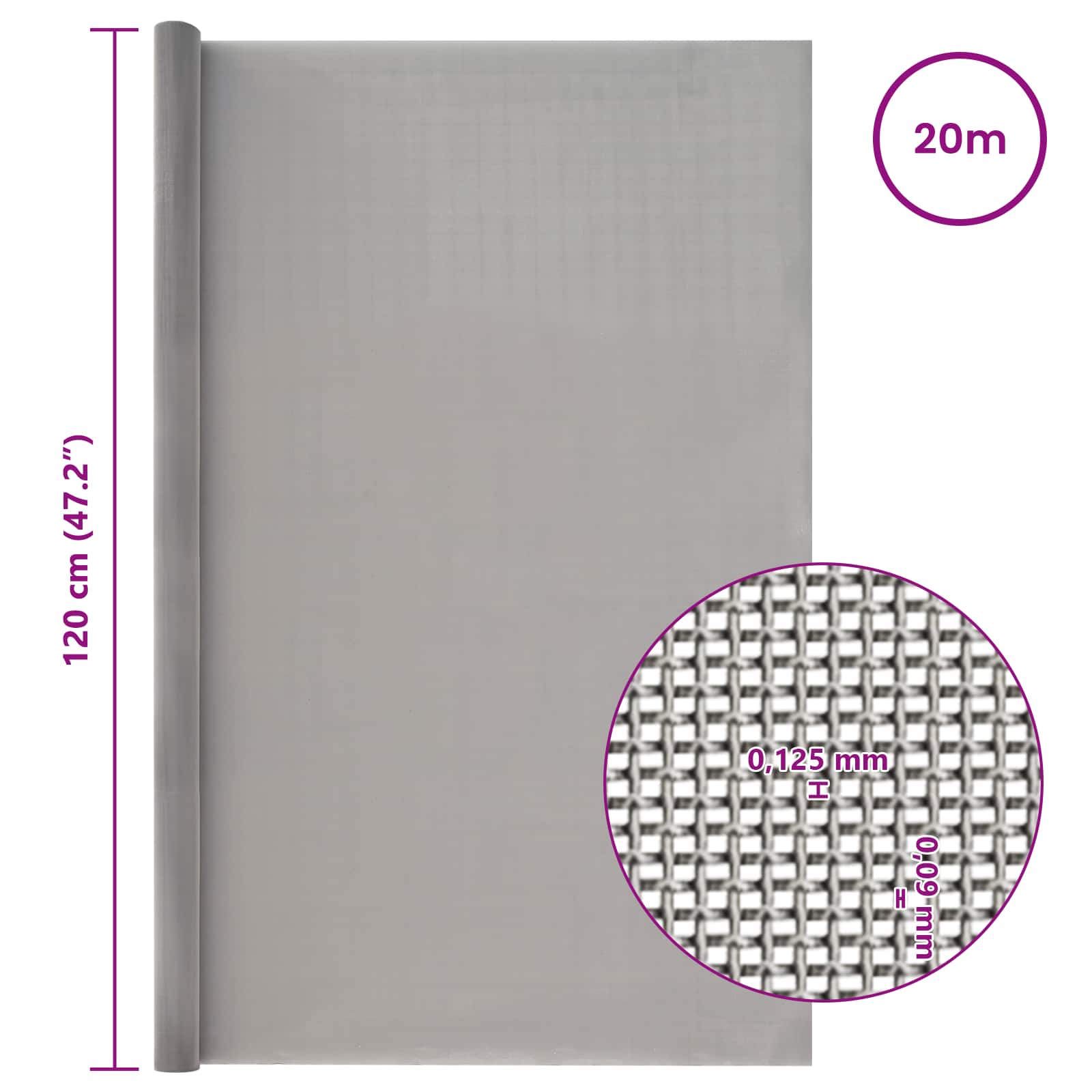 Πλέγμα Οθόνης 120 x 2000 εκ 120 Mesh Ανοξείδωτο Ατσάλι 201