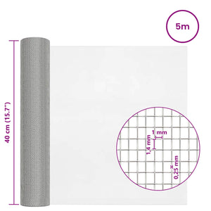 Πλέγμα Οθόνης 40 x 500 εκ 18 Mesh Ανοξείδωτο Ατσάλι 201 Ασημί - Pakobazaar