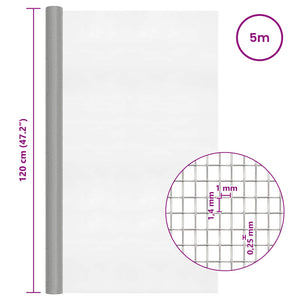 Πλέγμα Οθόνης 120 x 500 cm 18 Mesh Ανοξείδωτο Ατσάλι 201 Ασημί - Pakobazaar