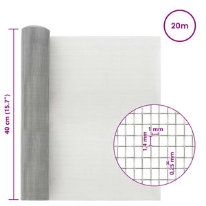 Πλέγμα Οθόνης 40 x 2000 εκ 18 Mesh Ανοξείδωτο Ατσάλι 201 Ασημί - Pakobazaar