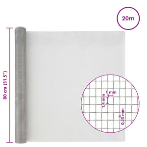 Πλέγμα Οθόνης 80 x 2000 cm 18 Mesh Ανοξείδωτο Ατσάλι 201 Ασημί - Pakobazaar