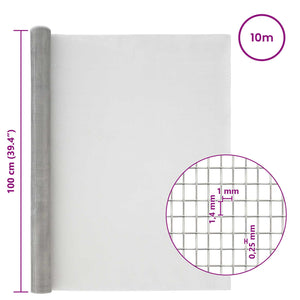 Πλέγμα Οθόνης 100 x 1000 cm 18 Mesh Ανοξείδωτο Ατσάλι 201 Ασημί - Pakobazaar