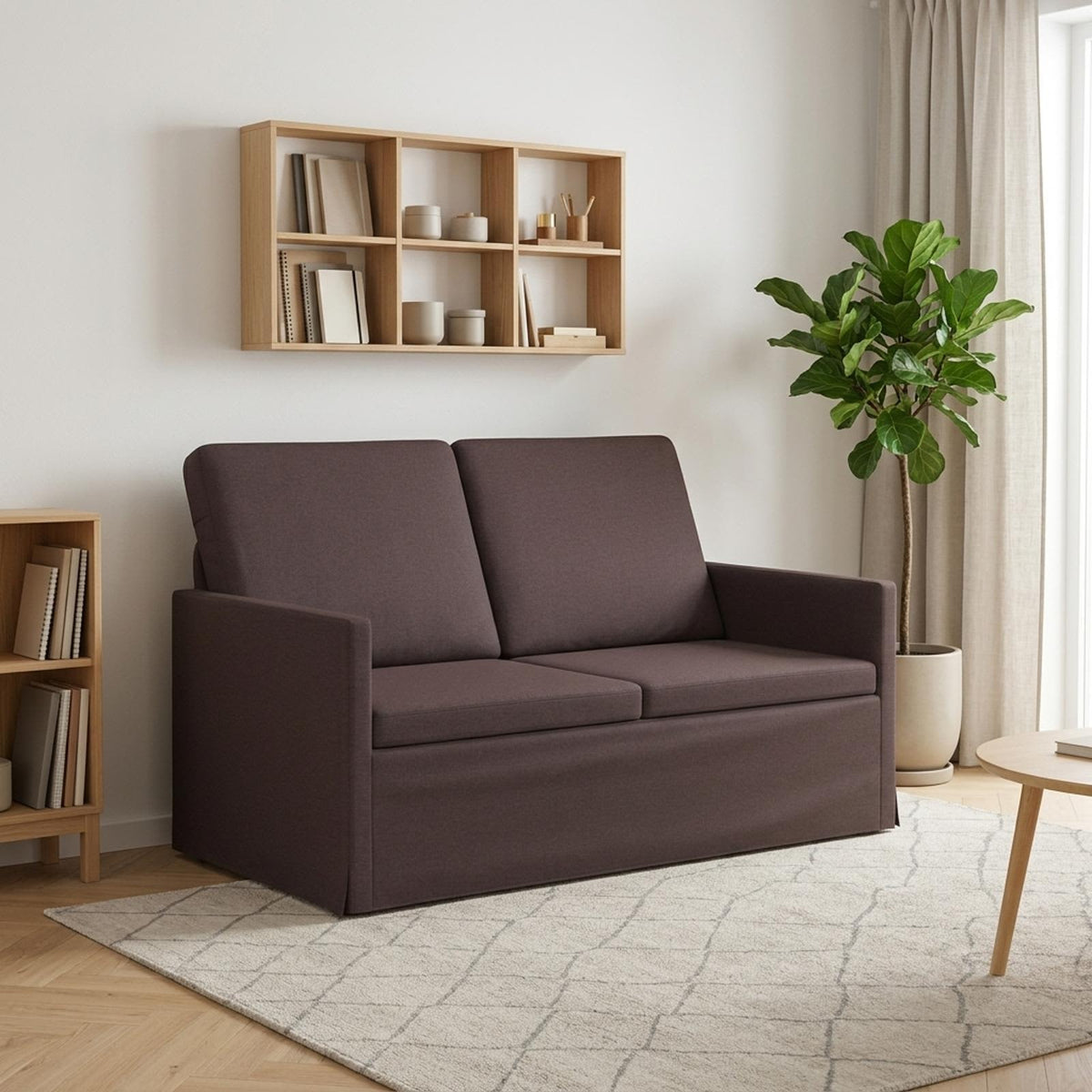 Καναπές 2 ατόμων Σκούρο Καφέ 130 x 81 x 82 εκ. Ύφασμα - Pakobazaar