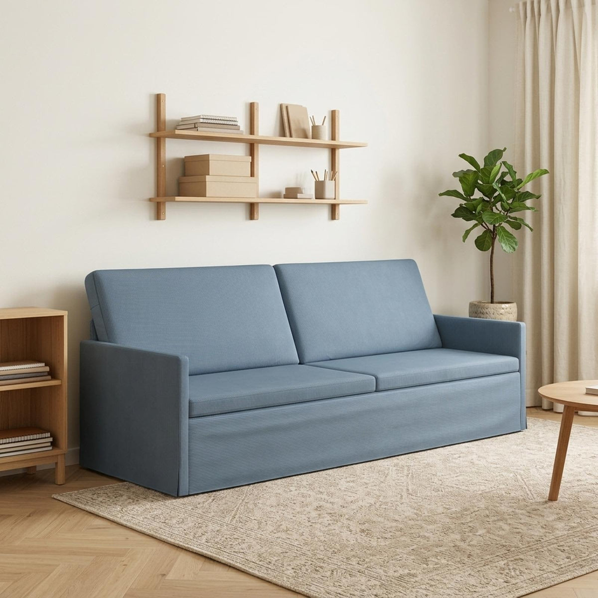 Καθιστικό 3 ατόμων Μπλε 220 x 81 x 82 εκ. Υφασμάτινο Κορντουρά