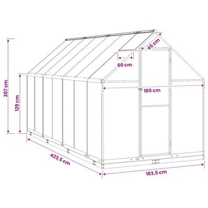 Θερμοκήπιο Κήπου με πόρτα Ανθρακί 183,5 x 423,5 x 207 εκ - Pakobazaar