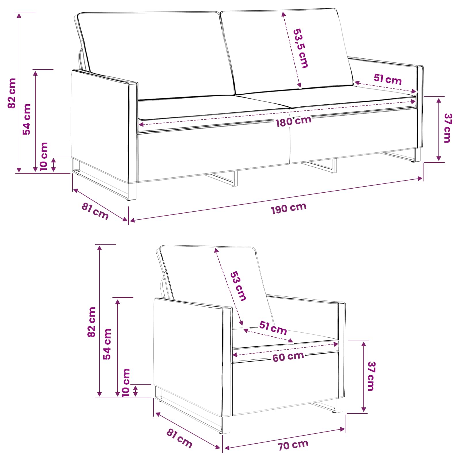 Σετ Καναπέ 2 pcs Σκούρο Γκρι Συνθετικό σουέντ - Pakobazaar