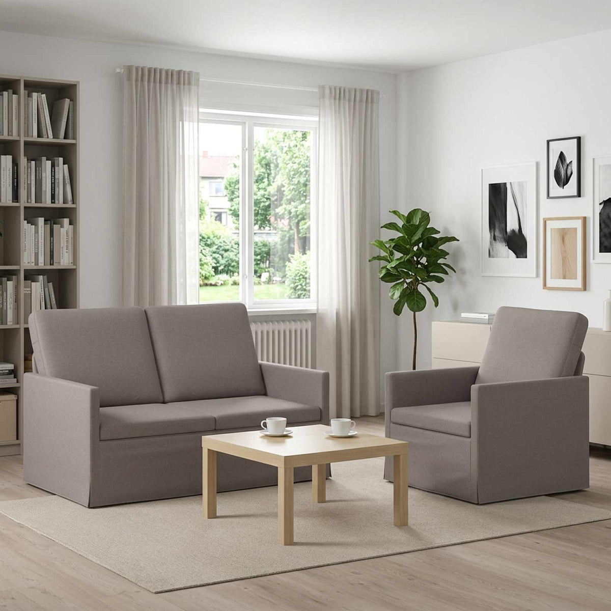 Σετ Καναπέ 2 pcs Taupe Ύφασμα