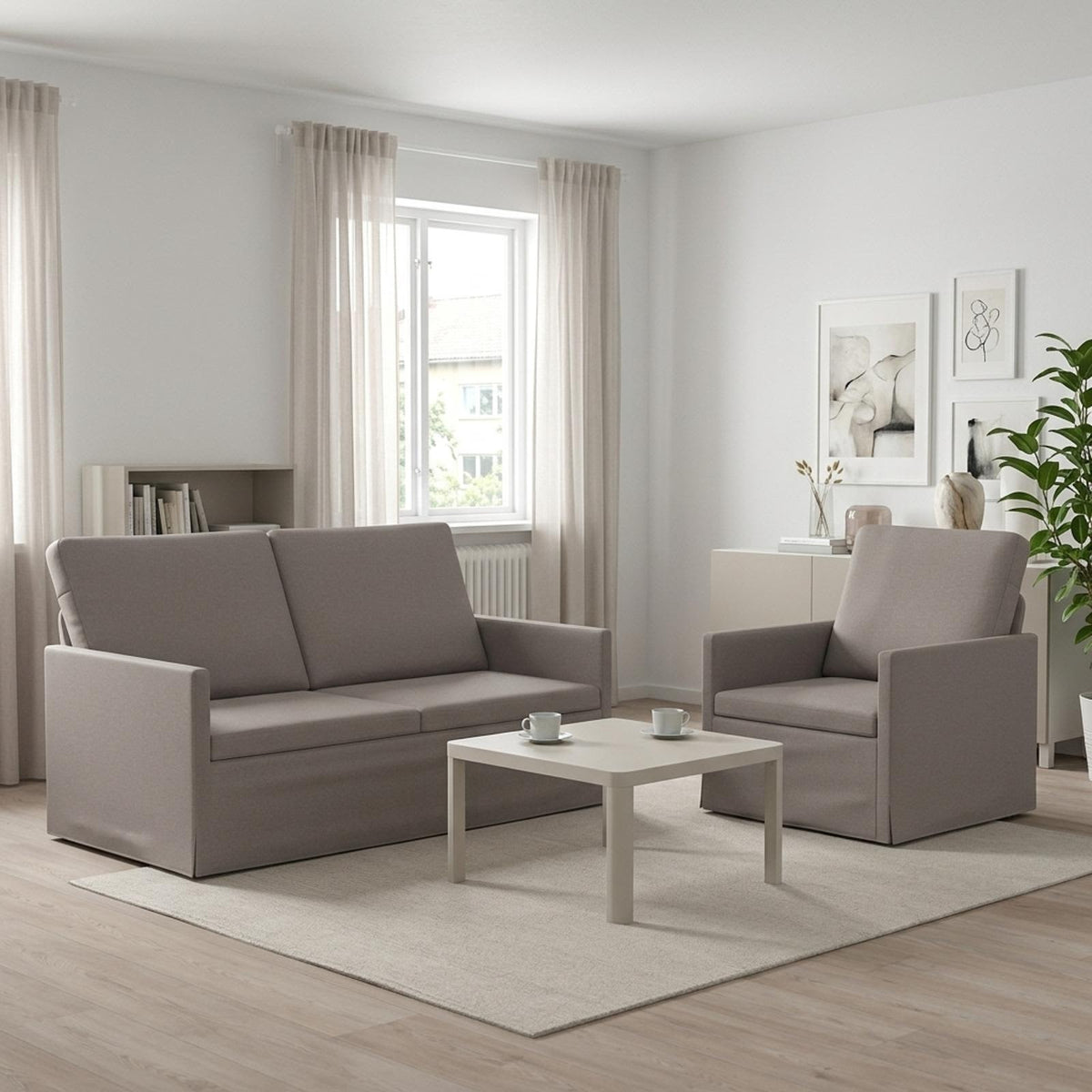 Σετ Καναπέ 2 pcs Taupe Ύφασμα