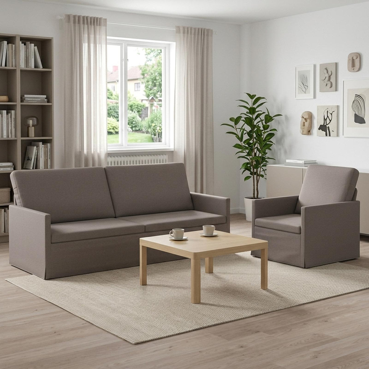 Σετ Καναπέ 2 pcs Taupe Ύφασμα